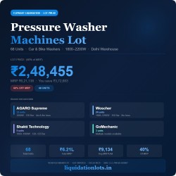 Flipkart Liquidation Lot | 68 Units Pressure Washer Machines | Car & Bike Washers | AGARO, Woscher, Shakti Technology, GoMechanic | 1800–2200W | MRP ₹6,21,138 | PW-68